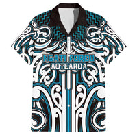 Custom Aotearoa Ngati Porou Family Matching Off Shoulder Short Dress and Hawaiian Shirt Maori Tribal Pattern Mix Poutama
