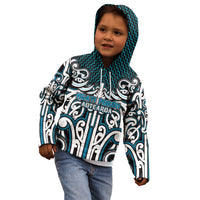 Custom Aotearoa Ngati Porou Kid Hoodie Maori Tribal Pattern Mix Poutama LT05 - Polynesian Pride