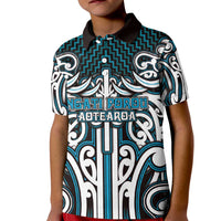 Custom Aotearoa Ngati Porou Kid Polo Shirt Maori Tribal Pattern Mix Poutama LT05 Kid Blue - Polynesian Pride