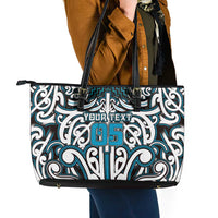 Custom Aotearoa Ngati Porou Leather Tote Bag Maori Tribal Pattern Mix Poutama LT05 - Polynesian Pride