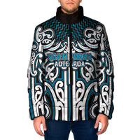Custom Aotearoa Ngati Porou Padded Jacket Maori Tribal Pattern Mix Poutama LT05 Men Blue - Polynesian Pride