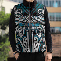 Custom Aotearoa Ngati Porou Sleeveless Puffer Jacket Maori Tribal Pattern Mix Poutama LT05 - Polynesian Pride