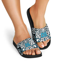 Custom Aotearoa Ngati Porou Slide Sandals Maori Tribal Pattern Mix Poutama LT05 - Polynesian Pride