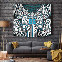 Custom Aotearoa Ngati Porou Tapestry Maori Tribal Pattern Mix Poutama LT05 Blue - Polynesian Pride