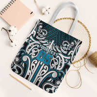 Custom Aotearoa Ngati Porou Tote Bag Maori Tribal Pattern Mix Poutama LT05 White Strap One Size Blue - Polynesian Pride