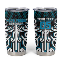 Custom Aotearoa Ngati Porou Tumbler Cup Maori Tribal Pattern Mix Poutama LT05 Blue - Polynesian Pride