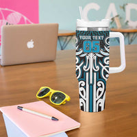Custom Aotearoa Ngati Porou Tumbler With Handle Maori Tribal Pattern Mix Poutama LT05 - Polynesian Pride