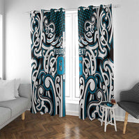Custom Aotearoa Ngati Porou Window Curtain Maori Tribal Pattern Mix Poutama LT05 With Grommets Blue - Polynesian Pride