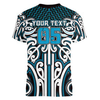 Custom Aotearoa Ngati Porou Women V-Neck T-Shirt Maori Tribal Pattern Mix Poutama