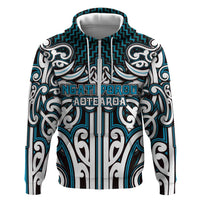 Custom Aotearoa Ngati Porou Zip Hoodie Maori Tribal Pattern Mix Poutama LT05 Zip Hoodie Blue - Polynesian Pride