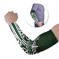Custom Aotearoa Ngai Tahu Arm Sleeves Maori Tribal Pattern Mix Poutama LT05 Set of 2 Green - Polynesian Pride