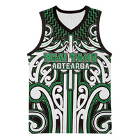 Custom Aotearoa Ngai Tahu Basketball Jersey Maori Tribal Pattern Mix Poutama LT05 Unisex Green - Polynesian Pride