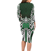 Custom Aotearoa Ngai Tahu Family Matching Long Sleeve Bodycon Dress and Hawaiian Shirt Maori Tribal Pattern Mix Poutama