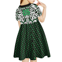 Custom Aotearoa Ngai Tahu Kid Short Sleeve Dress Maori Tribal Pattern Mix Poutama LT05 - Polynesian Pride