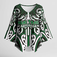 Custom Aotearoa Ngai Tahu Kimono Sleeve Blouse Maori Tribal Pattern Mix Poutama LT05 Female Green - Polynesian Pride