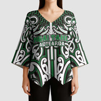 Custom Aotearoa Ngai Tahu Kimono Sleeve Blouse Maori Tribal Pattern Mix Poutama LT05 - Polynesian Pride