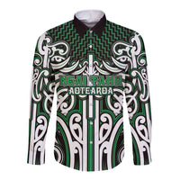 Custom Aotearoa Ngai Tahu Long Sleeve Button Shirt Maori Tribal Pattern Mix Poutama LT05 Unisex Green - Polynesian Pride