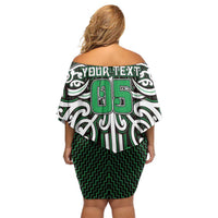 Custom Aotearoa Ngai Tahu Off Shoulder Short Dress Maori Tribal Pattern Mix Poutama LT05 - Polynesian Pride