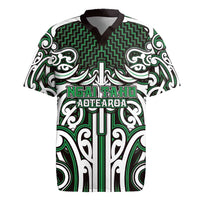 Custom Aotearoa Ngai Tahu Rugby Jersey Maori Tribal Pattern Mix Poutama LT05 Green - Polynesian Pride