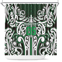 Custom Aotearoa Ngai Tahu Shower Curtain Maori Tribal Pattern Mix Poutama LT05 Green - Polynesian Pride