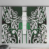 Custom Aotearoa Ngai Tahu Window Curtain Maori Tribal Pattern Mix Poutama LT05 With Hooks Green - Polynesian Pride