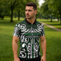 Custom Aotearoa Ngai Tahu Zipper Polo Shirt Maori Tribal Pattern Mix Poutama LT05 - Polynesian Pride