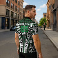 Custom Aotearoa Ngai Tahu Zipper Polo Shirt Maori Tribal Pattern Mix Poutama LT05 - Polynesian Pride