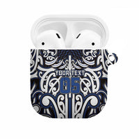 Custom Aotearoa Ngati Tuwharetoa AirPods Case Maori Tribal Pattern Mix Poutama LT05 Navy - Polynesian Pride
