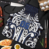 Custom Aotearoa Ngati Tuwharetoa Apron Maori Tribal Pattern Mix Poutama LT05 Navy - Polynesian Pride