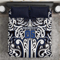 Custom Aotearoa Ngati Tuwharetoa Bedding Set Maori Tribal Pattern Mix Poutama LT05 Navy - Polynesian Pride
