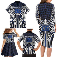 Custom Aotearoa Ngati Tuwharetoa Family Matching Long Sleeve Bodycon Dress and Hawaiian Shirt Maori Tribal Pattern Mix Poutama