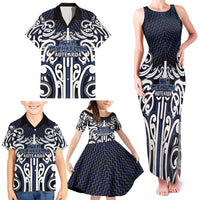 Custom Aotearoa Ngati Tuwharetoa Family Matching Tank Maxi Dress and Hawaiian Shirt Maori Tribal Pattern Mix Poutama