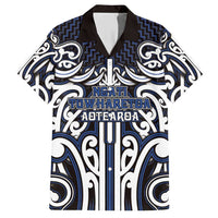 Custom Aotearoa Ngati Tuwharetoa Hawaiian Shirt Maori Tribal Pattern Mix Poutama LT05 Navy - Polynesian Pride