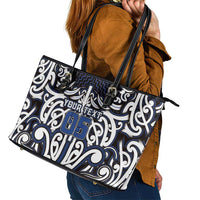 Custom Aotearoa Ngati Tuwharetoa Leather Tote Bag Maori Tribal Pattern Mix Poutama LT05 - Polynesian Pride