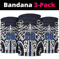 Custom Aotearoa Ngati Tuwharetoa Neck Gaiter Maori Tribal Pattern Mix Poutama LT05 package One Size: 25*50cm Navy - Polynesian Pride