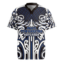 Custom Aotearoa Ngati Tuwharetoa Rugby Jersey Maori Tribal Pattern Mix Poutama LT05 Navy - Polynesian Pride
