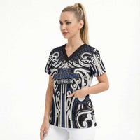 Custom Aotearoa Ngati Tuwharetoa Scrub Top Maori Tribal Pattern Mix Poutama LT05 - Polynesian Pride