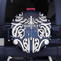 Custom Aotearoa Ngati Tuwharetoa Spare Tire Cover Maori Tribal Pattern Mix Poutama LT05 No hole Navy - Polynesian Pride