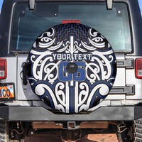 Custom Aotearoa Ngati Tuwharetoa Spare Tire Cover Maori Tribal Pattern Mix Poutama LT05 Navy - Polynesian Pride