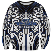 Custom Aotearoa Ngati Tuwharetoa Sweatshirt Maori Tribal Pattern Mix Poutama LT05 Unisex Navy - Polynesian Pride