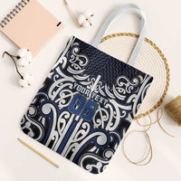 Custom Aotearoa Ngati Tuwharetoa Tote Bag Maori Tribal Pattern Mix Poutama LT05 White Strap One Size Navy - Polynesian Pride