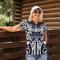 Custom Aotearoa Ngati Tuwharetoa Women Polo Shirt Maori Tribal Pattern Mix Poutama LT05 - Polynesian Pride