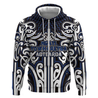 Custom Aotearoa Ngati Tuwharetoa Zip Hoodie Maori Tribal Pattern Mix Poutama LT05 Zip Hoodie Navy - Polynesian Pride