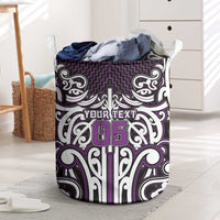 Custom Aotearoa Rangitane Laundry Basket Maori Tribal Pattern Mix Poutama LT05 Purple - Polynesian Pride