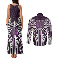 Custom Aotearoa Rangitane Couples Matching Tank Maxi Dress and Long Sleeve Button Shirt Maori Tribal Pattern Mix Poutama LT05 - Polynesian Pride