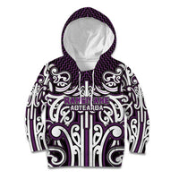 Custom Aotearoa Rangitane Kid Hoodie Maori Tribal Pattern Mix Poutama LT05 Hoodie Purple - Polynesian Pride
