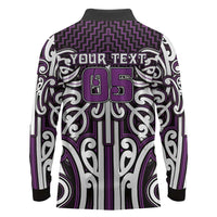 Custom Aotearoa Rangitane Long Sleeve Polo Shirt Maori Tribal Pattern Mix Poutama LT05 - Polynesian Pride