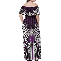 Custom Aotearoa Rangitane Off Shoulder Maxi Dress Maori Tribal Pattern Mix Poutama LT05 - Polynesian Pride