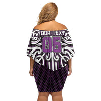 Custom Aotearoa Rangitane Off Shoulder Short Dress Maori Tribal Pattern Mix Poutama LT05 - Polynesian Pride