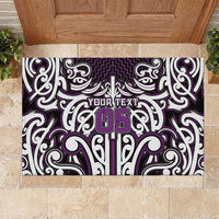 Custom Aotearoa Rangitane Rubber Doormat Maori Tribal Pattern Mix Poutama LT05 Purple - Polynesian Pride